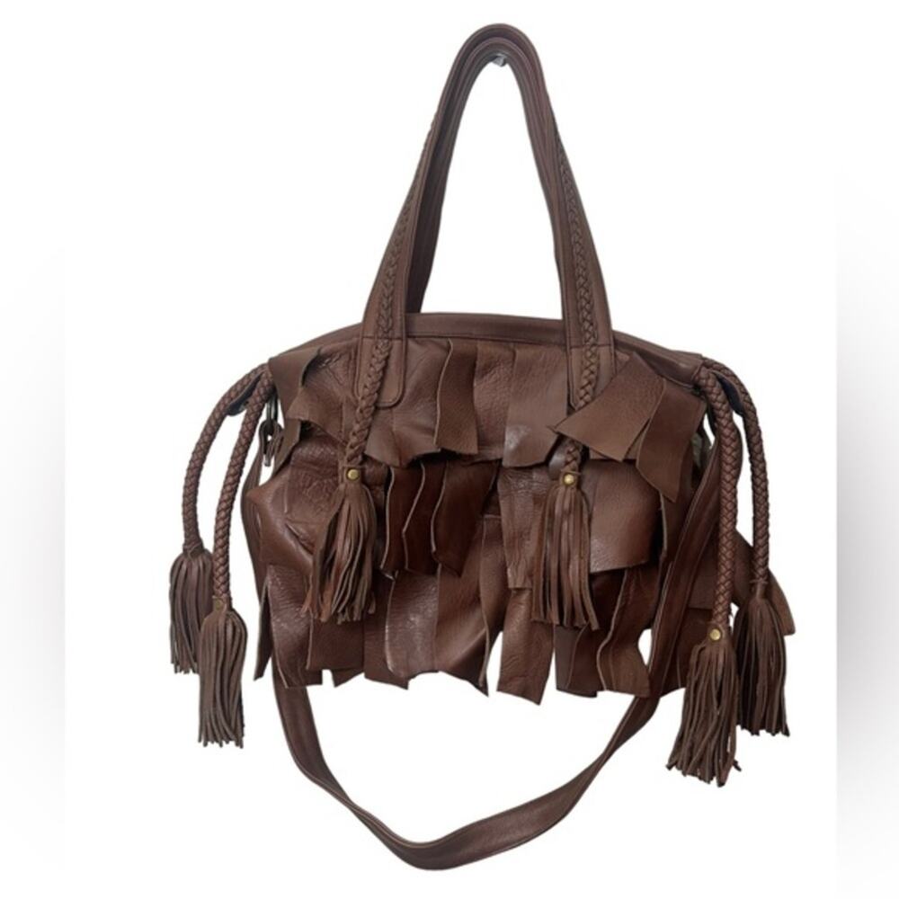 CLEOBELLA Alive leather fringe tassel boho large tote bag